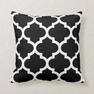 Quatrefoil Pillow in zwart-wit Kussen