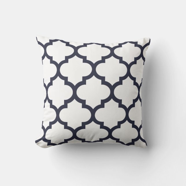 Quatrefoil Pillow - Navy Blue Kussen (Voorkant)