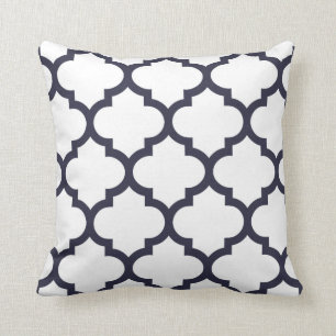 Quatrefoil Pillow - Navy Blue Kussen