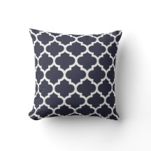 Quatrefoil Pillow - Navy Blue Pattern