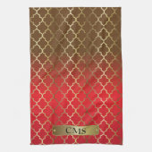 Quatrefoil rode en bruine kleurenmengsels theedoek (Verticaal)