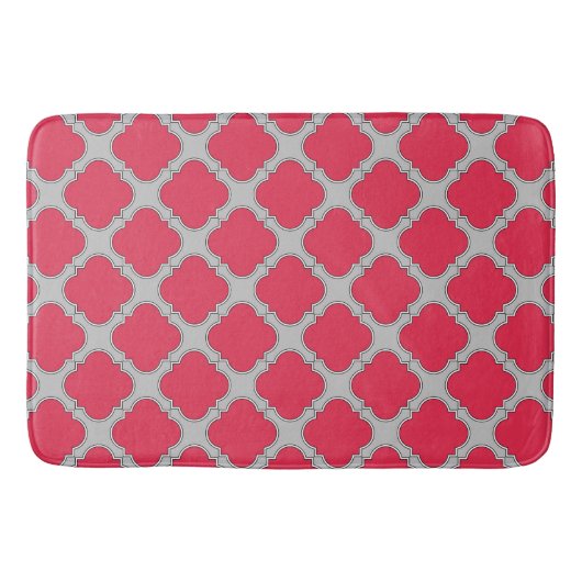 Quatrefoil rood en grijs badmat (Voorkant)