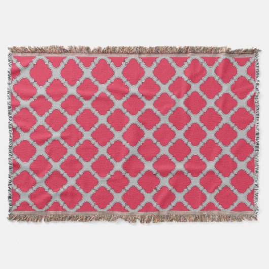 Quatrefoil rood en grijs deken (Voorkant)