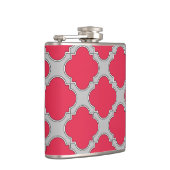 Quatrefoil rood en grijs heupfles (Rechts)