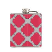 Quatrefoil rood en grijs heupfles (Achterkant)