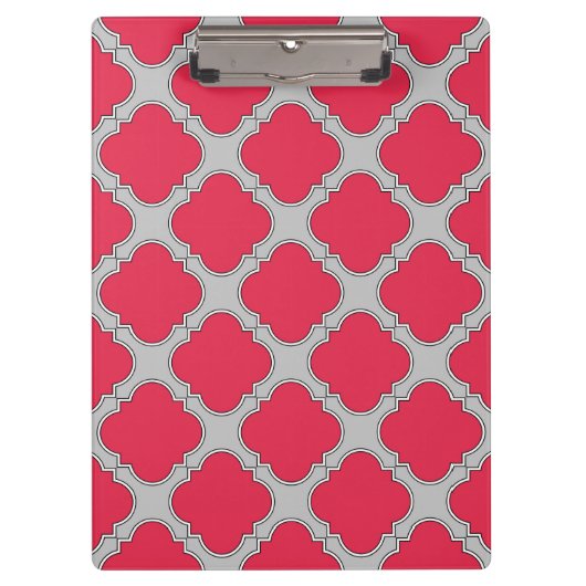 Quatrefoil rood en grijs klembord (Voorkant)