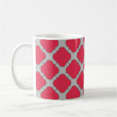 Quatrefoil rood en grijs koffiemok (Links)