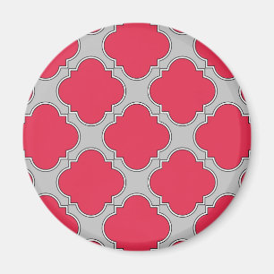 Quatrefoil rood en grijs magneet
