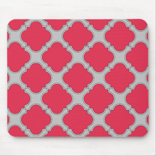 Quatrefoil rood en grijs muismat