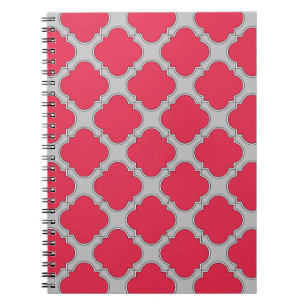 Quatrefoil rood en grijs notitieboek