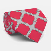 Quatrefoil rood en grijs stropdas (Opgerold)