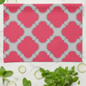 Quatrefoil rood en grijs theedoek (Gevouwen)
