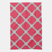 Quatrefoil rood en grijs theedoek (Verticaal)