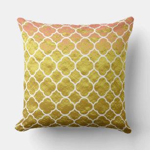 Quatrefoil Roos Gold Ombre Folie Lattice Sparkly Kussen