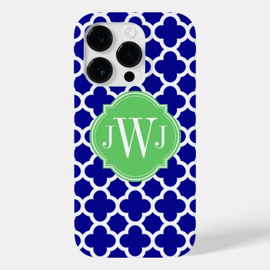 Quatrefoil Royal Blauw en Wit Patroon Case-Mate iPhone Case (Achterkant)