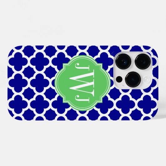 Quatrefoil Royal Blauw en Wit Patroon Case-Mate iPhone Case (Achterkant (horizontaal))