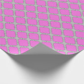 Quatrefoil roze en grijs cadeaupapier (Hoek)