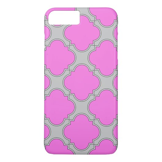 Quatrefoil roze en grijs Case-Mate iPhone case (Achterkant)