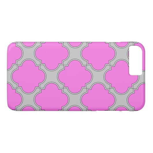 Quatrefoil roze en grijs Case-Mate iPhone case (Achterkant (Horizontaal))