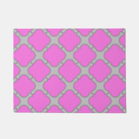 Quatrefoil roze en grijs deurmat (Voorkant)