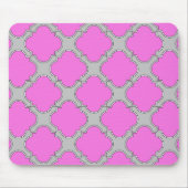 Quatrefoil roze en grijs muismat (Voorkant)