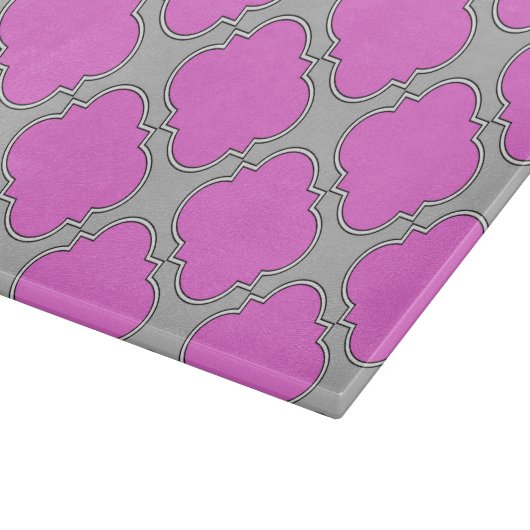 Quatrefoil roze en grijs snijplank (Hoek)