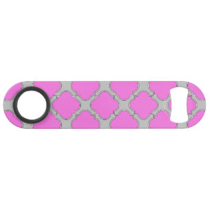 Quatrefoil roze en grijs speed flessenopener