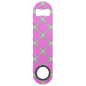 Quatrefoil roze en grijs speed flessenopener (Voorkant)