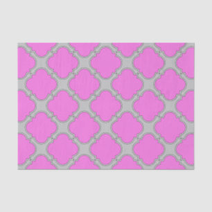 Quatrefoil roze en grijs tissuepapier