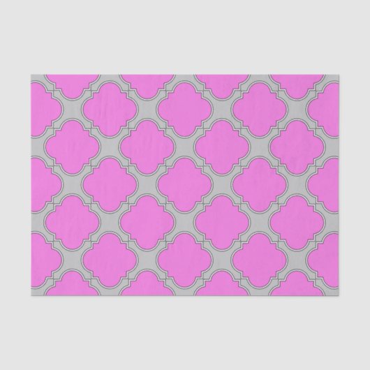 Quatrefoil roze en grijs tissuepapier (Voorkant)