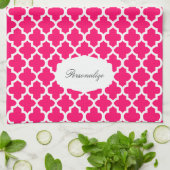 Quatrefoil roze en wit | DIY-kleur Theedoek (Gevouwen)