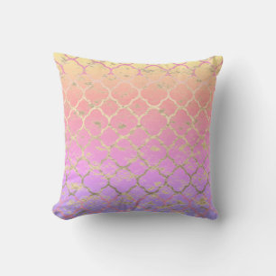 Quatrefoil Roze Rose Gouden Foliepatronen Schattig Buitenkussen