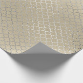 Quatrefoil Silver Glam Art Deco Ivory Shiny Cadeaupapier (Hoek)