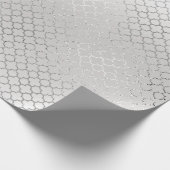 Quatrefoil Silver Glam Art Deco White Shiny Cadeaupapier (Hoek)