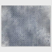 Quatrefoil Silver Glam Blue Distress Silver Cadeaupapier (Vlak)