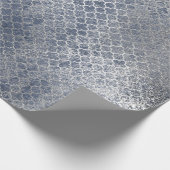 Quatrefoil Silver Glam Blue Distress Silver Cadeaupapier (Hoek)