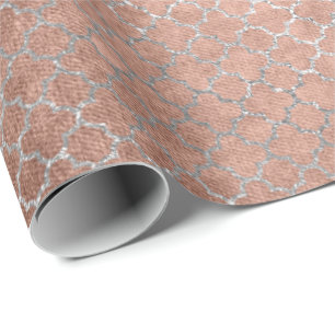Quatrefoil Silver Glam Roze Rose Gold Licht Cadeaupapier