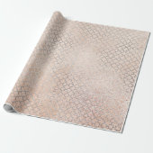 Quatrefoil Silver Glam Roze Rose Gold Peach Cadeaupapier (Uitgerold)