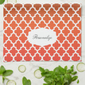 Quatrefoil-Sinaasappel en bruine gemengde kleuren Theedoek (Gevouwen)