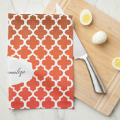 Quatrefoil-Sinaasappel en bruine gemengde kleuren Theedoek (Quarter Fold)