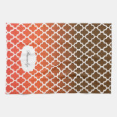 Quatrefoil-Sinaasappel en bruine gemengde kleuren Theedoek (Horizontaal)