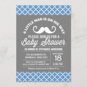 Quatrefoil snor baby shower klein man kaart