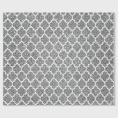 Quatrefoil White Art Deco Gray Silver Glitter Cadeaupapier (Vlak)