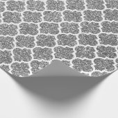 Quatrefoil White Art Deco Gray Silver Glitter Cadeaupapier (Hoek)
