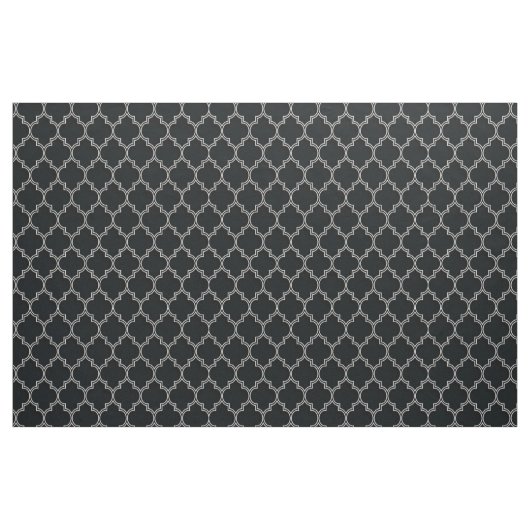 Quatrefoil Wit op Zwart Stof (Yard (91,4 cm))