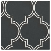 Quatrefoil Wit op Zwart Stof (Close Up)