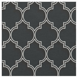 Quatrefoil Wit op Zwart Stof