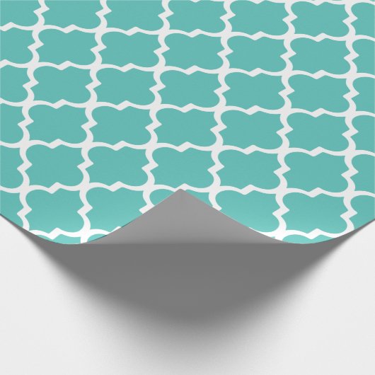 Quatrefoil-wrapppapier - Turquoise Cadeaupapier (Hoek)