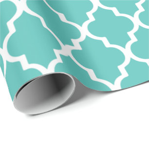 Quatrefoil-wrapppapier - Turquoise Cadeaupapier