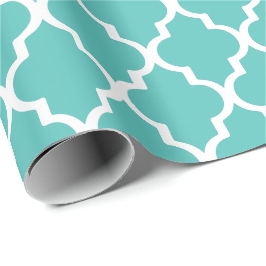 Quatrefoil-wrapppapier - Turquoise Cadeaupapier (Rol Hoek)